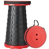 Doseno Upgraded Foldable Stool with Load Capacity 550lbs,Portable Collapsible Stool Retractable Stool for Fishing,Hiking Tours,BBQ,Parties,Outdoor Activities(Red)