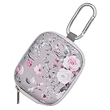 Earbud Case, AIRSPO Airpods Pro 2nd Generation Earphone Organizer Carrying Case Small Storage Bag Hard EVA Shockproof Cover with Carabiner Clip (Grey Pink Rose)