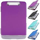 Clipboards with Storage,Storage Nursing Clipboard,Large Capacity Clipboard, Heavy Duty Plastic Clipboard with Storage and Pen Holder Folder Side Opening,for Office Smooth Writing Clipboard (Purple)