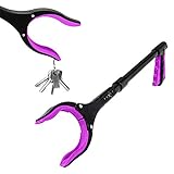 Grabber Reacher Tool 19 Inch Long, Foldable Pick Up Stick - Strong Grip Magnetic Tip - Heavy Duty Trash Picker Claw Reacher Grabber Tool Elderly Wheelchair Mobility Aid (Pink)