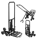 MroLife Foldable Stair Climbing Cart, Heavy-Duty Dolly 350lbs Load Capacity, Foldable Dolly Cart with 10 Wheels,Stair Climber Hand Trucks with Adjustable Handle