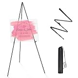 Thicken Display Easel Stand for Wedding - 63' Instant Tripod Collapsible Portable Sturdy Floor Easel - Easy Folding Adjustable Poster Metal Stand for Signs, Display Show, Artist, Art, Painting - Black
