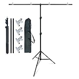 LINCO Lincostore Zenith Portable T-Shape Background Backdrop Stand Kit 5x6.7ft - 5ft Wide (Fixed) and 6.7ft High (Adjustable)- Lightweight Only 4 Lbs Easy to Carry and Storage Black