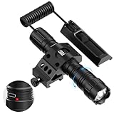 Feyachi 1500 Lumen LED Tactical Flashlight IPX7 Rating Rechargeable 4 Modes Weapon Light Picatinny Rail Flashlight Included with Pressure Switch