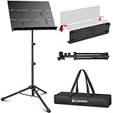 CAHAYA Foldable Sheet Music Stand with Tri-fold Panel Portable Music Stand with Carrying Bag Matte Frosted Metal Material Sturdy Height Adjustable CY0317