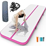 WSTOPISUP Gymnastics Air Mat Tumbling Mat Inflatable Tumble Track 6.6ft/10ft/13ft/16ft with Electric Air Pump for Training/Home Use/Cheerleading/Yoga/Water (13ft*3.28ft*4in(4 * 1 * 0.1m), Pink)