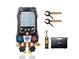 Testo 557s Kit I App Operated Digital Manifold, 2 x 115i Pipe Clamp Thermometer, 1 x 552i Micron Gauge I for HVAC Systems – with Bluetooth