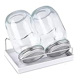 Sprouting Jar Kit-2 Wide Mouth Quart Mason Jars with 316 Stainless Steel Screen Sprout Lids,Melamine Tray,Stand and Canning Brush | Seed Sprouter Set for Growing Broccoli, Alfalfa, Mung Bean (White)