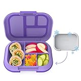 Bentgo® Kids Chill Lunch Box - Leak-Proof Bento Box with Removable Ice Pack & 4 Compartments for On-the-Go Meals - Microwave & Dishwasher Safe, Patented Design, 2-Year Warranty (Purple)