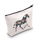 TOBGBE Horse Gift Horse Lover Makeup Bag Inspirational Horse Gift for Women Floral Horse Bag Equestrian Gift (Floral Horse)