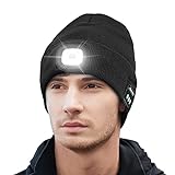 Keains Bluetooth Beanie with Light, Musical Knit Hat with Headphones and Built-in Speaker Mic, Gifts for Men Women Dad