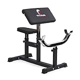 Titan Fitness Adjustable Arm Preacher Curl Weight Station, Seated Strength Training Fitness Bench, Rated 250 LB, Isolated Barbell Dumbbell Bicep Tricep Muscle Home Gym Fitness Equipment