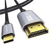 USB C to HDMI 2.1 Cable [8K@60Hz,4K@144Hz,2K@240Hz] TECHTOBOX 6Ft Type C to HDMI 8K Braided Cord [Thunderbolt 3/4 Compatible] Support HDCP2.3/HDR/DSC for MacBook Pro/Air,Lenovo,HP,Dell,S21 and More