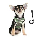FEimaX Dog Harness and Leash Set for Walking, Soft Mesh Adjustable Easy Control Lightweight Cat Vest Harnesses with Reflective Strips, Escape Proof Small Dogs Cats Vests Camouflage