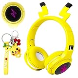 SVYHUOK Kids Wireless Bluetooth Headphones,Cute Pikachu Over-Ear Headphones with Built-in Microphone,Wireless and Wired Headset for Phones,Tablets,PC,Laptop, for Boys Girls Toddler,Yellow