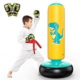 QPAU Inflatable Punching Bag, 48 Inch Stable Inflatable Boxing Bag for 3-6 Kids,Dinosaur Toy & Gifts for Boys and Girls, Kids Boxing Set for Practicing Karate, Taekwondo