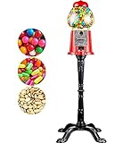 Classic Red Gumball Machine with Stand with Glass Globe for Small Gumballs, Gumball Bank for Any Coin, 37-Inches