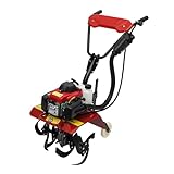 63CC Gas Tiller, Gas Lawn Mower, 4-Stroke Garden Cultivator Gas Powered, Mixing Fertilizers Assistant, Dual Rotating Front Tine Tiller for Lawn, Garden and Field Soil Cultivation