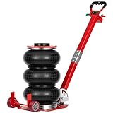 SPECSTAR 3 Ton Air Bag Jack with Wheels, 6600lbs Pneumatic Car Jack with Adjustable Long Handle, Lift Range 5.3 Inch to 15.8 Inch, 3-5S Fast Lifting, Red