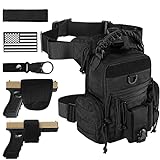 Military Tactical Drop Thigh Pouch Bag Cross Over Leg Concealed Carry Leg Convertible Shoulder Bag with Double Removable Pistol Holster