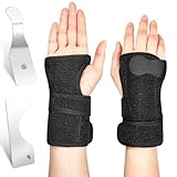 Shappy Bowling Wrist Support Wrist Brace with Thumb Spica Splint Right Hand Breathable Wrist Splint with Removable Aluminum Plate for Tendonitis Arthritis Sprains