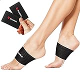 ZooNut Copper Arch Support Bands (2 Count), BraceBull Copper Infused for Plantar Fasciitis, Flat Feet Support, Foot Pain Relief, Sturdy Arch Support Brace, Skin-Friendly Sleeve (Black)
