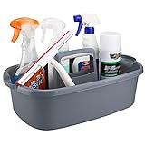 KeFanta Cleaning Supplies Caddy, Cleaning Supply Organizer with Handle, Large Plastic Bucket, Portable Shower Basket Tote, Gray