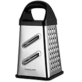 Box Grater Set of 5, GUANCI 4-Sided Stainless Steel Cheese Grater with Y-Peeler, Cleaning Brush and Storage Container for Parmesan Cheese, Ginger, Lemon, Nutmeg, Chocolate, Vegetables and Fruit