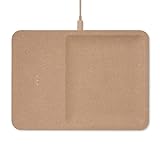Courant Catch:3 - Belgian Linen Wireless Charging Station and Valet Tray (Camel) - Qi Certified - Compatible with iPhone 15, 14, 13, 12, 11, X, SE, Galaxy S21, S20, Note, AirPods/Pro