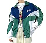 Retro Colorblocked Track Jacket Windbreaker Jacket Athletic Hip Hop Outdoor Windproof Coat(7, L)