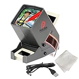 Porta Slide PS-3 Slide Viewer, View 2x2 in. Slides, 35mm Film Strips & Negatives, LED Viewing Light, 4 in. Screen, 3X Magnification w/Cleaning Cloth, USB Cable Included