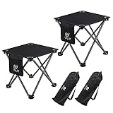 Opliy Camping Stool 2 Pack,13.5 Inch Portable Folding Stool for Outdoor Gardening and Beach Hiking Fishing,Foot Stool with Carry Bag (Black)