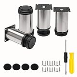 BQLZR Stainless Steel Kitchen Adjustable Feet Round 2' Dia Furniture Leg with 16 Screws and a Screwdriver Pack of 4