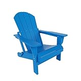 WO Home Furniture Adirondack Chair Lounger Outdoor Folding for Fire Pit, Beach, Balcony, Backyard, Lawn, Patio, Pool, Deck, Garden (Pacific Blue)