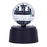 Mini Mirror Ball. 5 Inch Tall Disco Ball & Stand. Creates a Dazzling Spectacle, Turning Any Space into a Mesmerising Dance Floor. Powered by 3 x AA Batteries (not Included).