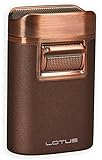 Lotus Brawn Table Cigar Lighter with Quad Wind-Resistant Torch Flames, All Metal Housing, Cigar Rest Cap, Extra Large Fuel Tank (Brown Crackle & Copper)