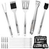 BBQ Accessories Kit - 20pcs Stainless BBQ Grill Tools Set for Smoker Camping Barbecue Grilling Tools BBQ Utensil Set Outdoor Cooking Tool Set with Canvas Bag Gift for Thanksgiving Day, Christmas