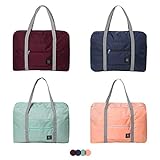 SITAKE 4 Pcs Foldable Travel Duffel Bag, Waterproof Lightweight Carry-on Bags, Suitable for Overnight, Holiday, Shopping, Weekends, Outing, Gym(Wine Red/Navy Blue/Sky Blue/Light Pink)