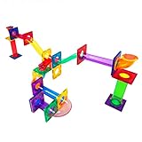 PicassoTiles Marble Run 40 Piece Magnetic Tile Race Track Toy Play Set STEM Building & Learning Early Educational Child Magnet Construction Block Creative Kit Boys & Girls Age 3+ Years Old Toys PTG40