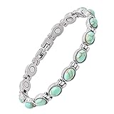 JEROOT Magnetic Bracelets for Women, Magnetic Bracelets with 3500 Gauss Exquisite Jewelry with Turquoise, Women's Bracelets with Adjustable Length Sizing Tool