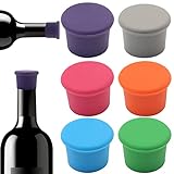 6PCS Wine Stoppers, Reusable Silicone Wine Corks, Glass Corks Beverages Beer Champagne Bottles for Corks to Keep Wine Fresh