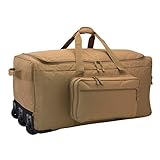 Mercury Tactical Gear Monster™ Rolling Duffle Deployment Bag with Wheels, Large Wheeled Heavy Duty Duffle Bag for Men & Women, Travel Bag, Coyote Color