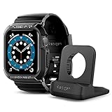 Spigen Rugged Armor Pro Case with Band and S350 Stand Designed for Apple Watch Series 9/8/7 (45mm) and Series SE2/6/SE/5/4 (44mm)
