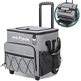 INSMEER 60 Can/40L Cooler with Wheels, Rolling Coolers on Wheels, Soft Cooler Bags Collapsible/Insulated/Leakproof, Ice Chest with Handle for Beach, Camping, Picnic,Grocery Shopping
