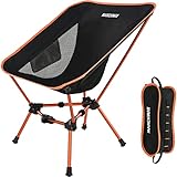 MARCHWAY Lightweight Folding Camping Chair, Stable Portable Compact for Outdoor Camp, Travel, Beach, Picnic, Festival, Hiking, Backpacking, Supports 330Lbs (Orange)