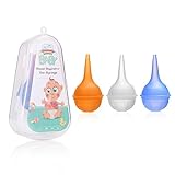 Disposal Nasal Aspirator Ear Syringe Food Grade Reusable Booger Sucker for Baby Toddlers & Adult Easy to Clean and Dishwasher 3 Counts Assorted Color New Pack