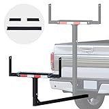 PENSUN Truck Bed Extender, 2 in 1 Design Foldable Pick Up Truck Bed Hitch Mount Extension Rack For Canoe Kayak Ladder Lumber,800lbs Load Capacity (Truck Bed Extender + Rubber Strips + Reflective Tape)