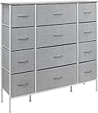 Sorbus 12 Drawer Dresser Organizer Large Bedroom Organization, Clothes Storage Drawers, Closet Organizer, Tall Dresser for Living Room, Office, Easy Pull Fabric Bins - Wooden Handle (Gray)