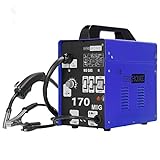 VIVOHOME MIG Welder 170 Flux Core Wire Automatic Feed Welding Machine Portable No Gas AC 110V 80-150A DIY Home Welder w/Free Mask Blue