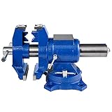 BestEquip 4' Heavy Duty Bench Vise , Double Swivel Rotating Vise Head/Body Rotates 360° ,Pipe Vise Bench Vices 15Kn Clamping Force,for Clamping Fixing Equipment Home or Industrial Use